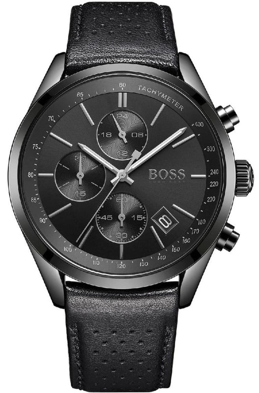 Hugo Boss Grand Prix Black Dial Black Leather Strap Watch for Men - 1513474 Buy Now By Hugo Boss