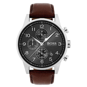 Hugo Boss Navigator Grey Dial Brown Leather Strap Watch for Men - 1513494 Buy Now By Hugo Boss