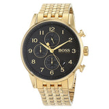Hugo Boss Navigator Black Dial Gold Steel Strap Watch for Men - 1513531 Buy Now By Hugo Boss
