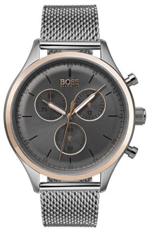 Hugo Boss Companion Chronograph Grey Dial Silver Mesh Bracelet Watch For Men - 1513549 Buy Now By Hugo Boss