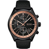 Hugo Boss Grand Prix Chronograph Black Dial Black Leather Strap Watch for Men - 1513550 Buy Now By Hugo Boss