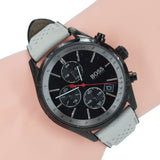 Hugo Boss Grand Prix Chronograph Black Dial Grey Leather Strap Watch for Men - 1513562 Buy Now By Hugo Boss