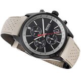 Hugo Boss Grand Prix Chronograph Black Dial Grey Leather Strap Watch for Men - 1513562 Buy Now By Hugo Boss
