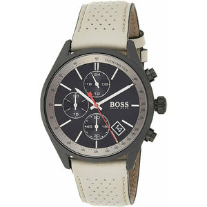 Hugo Boss Grand Prix Chronograph Black Dial Grey Leather Strap Watch for Men - 1513562 Buy Now By Hugo Boss