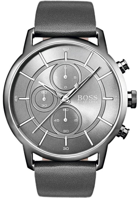 Hugo Boss Architectural Grey Dial Grey Leather Strap Watch for Men - 1513570 Buy Now By Hugo Boss