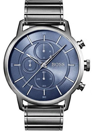 Hugo Boss Architectural Blue Dial Grey Steel Strap Watch for Men - 1513574 Buy Now By Hugo Boss