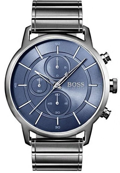 Hugo Boss Architectural Blue Dial Grey Steel Strap Watch for Men - 1513574 Buy Now By Hugo Boss