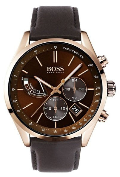 Hugo Boss Grand Prix Brown Dial Brown Leather Strap Watch for Men - 1513605 Buy Now By Hugo Boss
