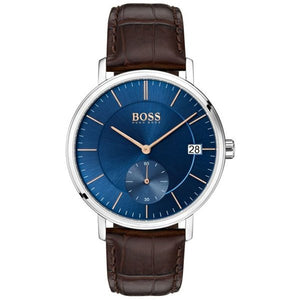 Hugo Boss Corporal Blue Dial Brown Leather Strap Watch for Men - 151363 Buy Now By Hugo Boss
