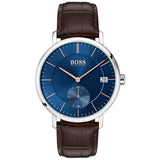 Hugo Boss Corporal Blue Dial Brown Leather Strap Watch for Men - 151363 Buy Now By Hugo Boss