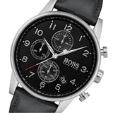Hugo Boss Navigator Black Dial Black Leather Strap Watch for Men - 1513678 Buy Now By Hugo Boss