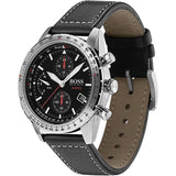 Hugo Boss Aero Chronograph Black Dial Black Leather Strap Watch for Men - 1513770 Buy Now By Hugo Boss