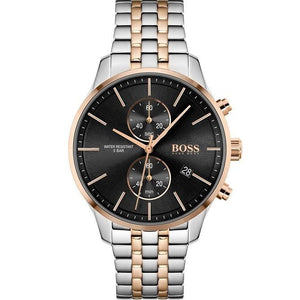 Hugo Boss Associate Chronograph Black Dial Two Tone Steel Strap Watch for Men - 1513840 Buy Now By Hugo Boss