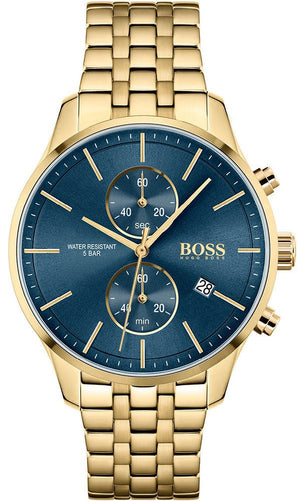 Hugo Boss Associate Blue Dial Gold Steel Strap Watch for Men - 1513841 Buy Now By Hugo Boss