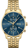 Hugo Boss Associate Blue Dial Gold Steel Strap Watch for Men - 1513841 Buy Now By Hugo Boss