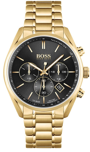 Hugo Boss Champion Black Dial Gold Steel Strap Watch for Men - 1513848 Buy Now By Hugo Boss