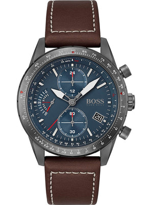 Hugo Boss Pilot Edition Blue Dial Brown Leather Strap Watch for Men - 1513852 Buy Now By Hugo Boss