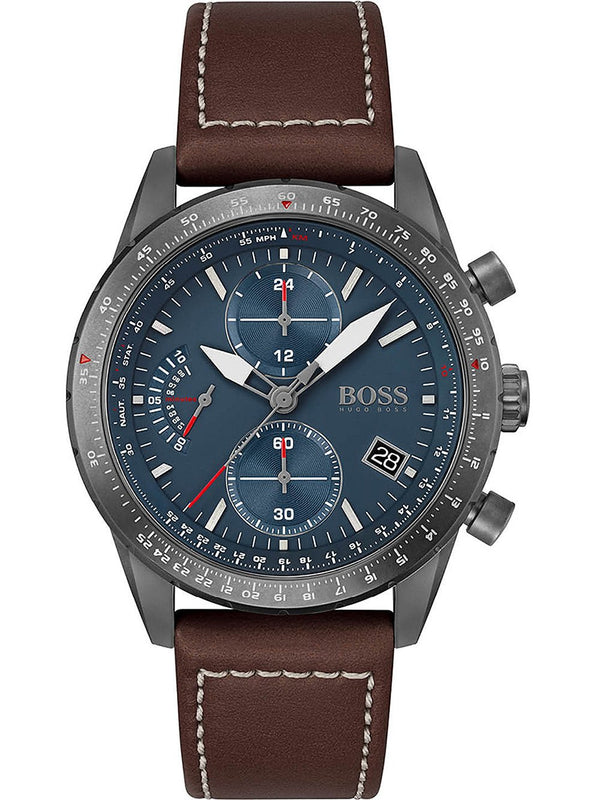 Hugo Boss Pilot Edition Blue Dial Brown Leather Strap Watch for Men - 1513852 Buy Now By Hugo Boss