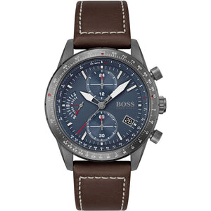 Hugo Boss Pilot Edition Blue Dial Brown Leather Strap Watch for Men - 1513852 Buy Now By Hugo Boss
