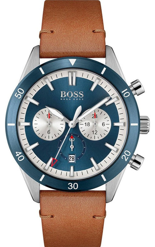 Hugo Boss Santiago Blue Dial Brown Leather Strap Watch for Men - 1513860 Buy Now By Hugo Boss