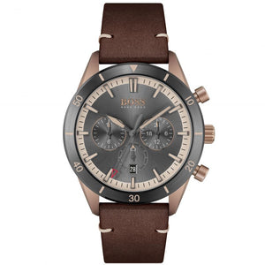 Hugo Boss Santiago Chronograph Grey Dial Brown Leather Strap Watch for Men - 1513861 Buy Now By Hugo Boss