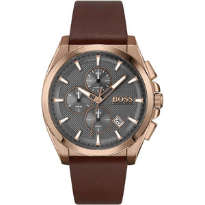 Hugo Boss Grandmaster Grey Dial Brown Leather Strap Watch for Men - 1513882 Buy Now By Hugo Boss