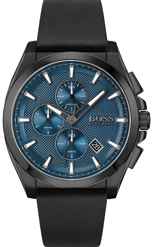 Hugo Boss Grandmaster Blue Dial Black Leather Strap Watch for Men - 1513883 Buy Now By Hugo Boss