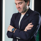 Hugo Boss Grandmaster Blue Dial Black Leather Strap Watch for Men - 1513883 Buy Now By Hugo Boss