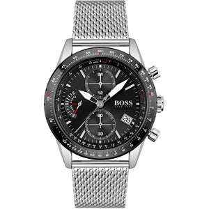 Hugo Boss Pilot Edition Black Dial Silver Mesh Bracelet Watch for Men - 1513886 Buy Now By Hugo Boss