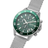 Hugo Boss Admiral Green Dial Silver Mesh Bracelet Watch for Men - 1513905 Buy Now By Hugo Boss