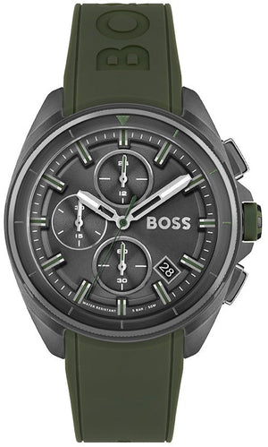 Hugo Boss Volane Chronograph Grey Dial Green Rubber Strap Watch For Men - 1513952 Buy Now By Hugo Boss