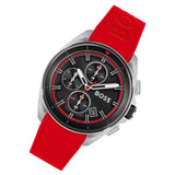 Hugo Boss Volane Black Dial Red Rubber Strap Watch for Men - 1513959 Buy Now By Hugo Boss