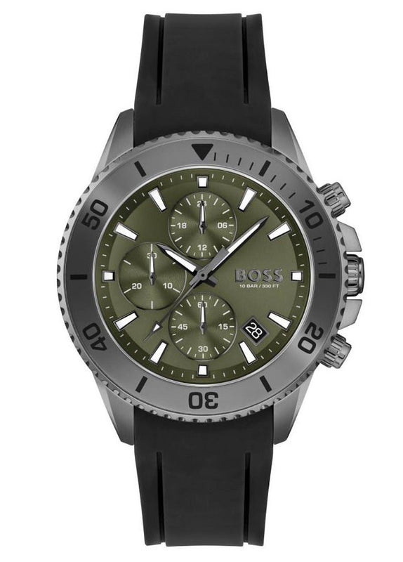 Hugo Boss Admiral Green Dial Black Silicon Rubber Strap Watch for Men - 1513967 Buy Now By Hugo Boss