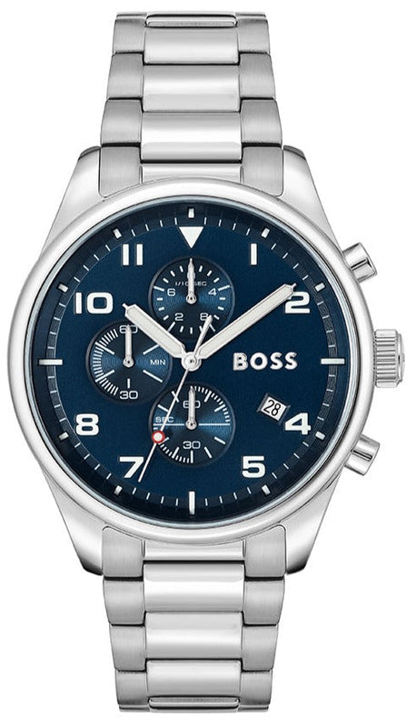 Hugo Boss View Chronograph Blue Dial Silver Steel Strap Watch For Men - 1513989 Buy Now By Hugo Boss