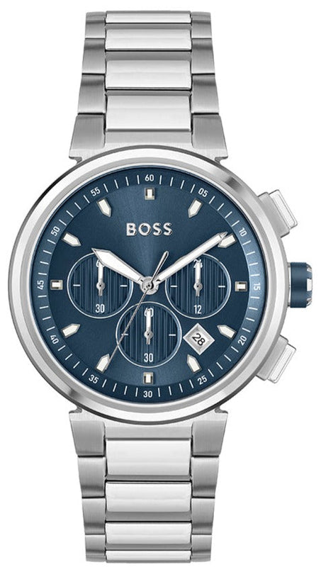 Hugo Boss One Chronograph Blue Dial Silver Steel Strap Watch For Men - 1513999 Buy Now By Hugo Boss