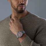 Hugo Boss One Chronograph Red Dial Grey Steel Strap Watch For Men - 1514000 Buy Now By Hugo Boss