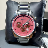 Hugo Boss One Chronograph Red Dial Grey Steel Strap Watch For Men - 1514000 Buy Now By Hugo Boss
