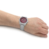 Hugo Boss Trace Chronograph Red Dial Silver Steel Strap Watch For Men - 1514004 Buy Now By Hugo Boss