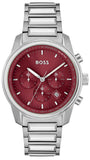 Hugo Boss Trace Chronograph Red Dial Silver Steel Strap Watch For Men - 1514004 Buy Now By Hugo Boss