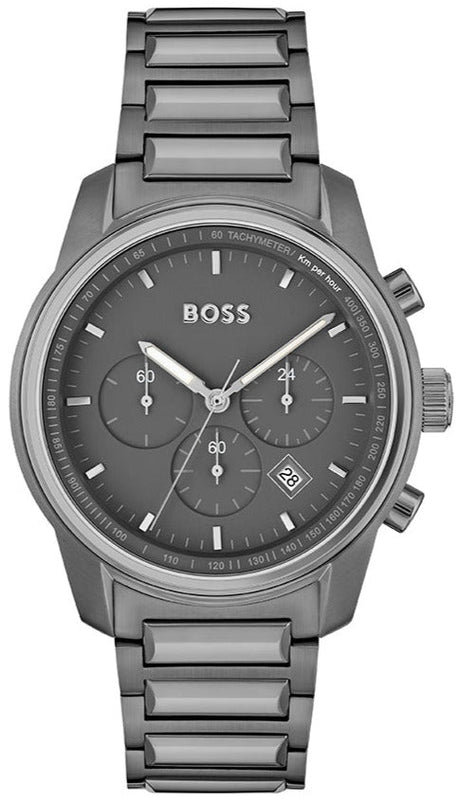 Hugo Boss Trace Chronograph Grey Dial Grey Steel Strap Watch For Men - 1514005 Buy Now By Hugo Boss