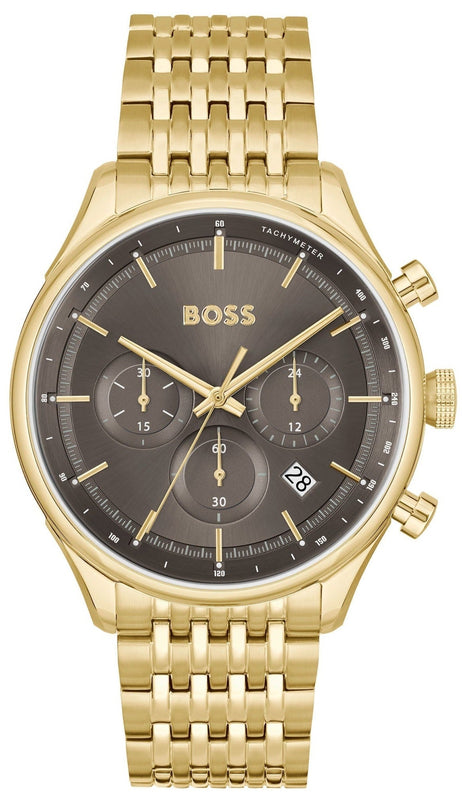Hugo Boss Gregor Chronograph Grey Dial Gold Steel Strap Watch For Men - 1514051 Buy Now By Hugo Boss