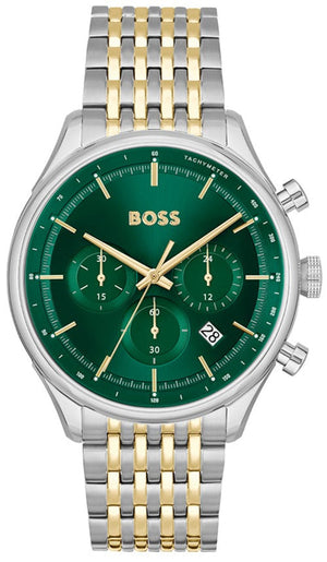 Hugo Boss Gregor Chronograph Green Dial Two Tone Steel Strap Watch For Men - 1514081 Buy Now By Hugo Boss