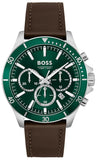 Hugo Boss Troper Chronograph Green Dial Brown Leather Strap Watch For Men - 1514098 Buy Now By Hugo Boss