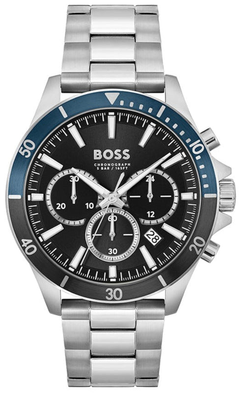 Hugo Boss Troper Chronograph Black Dial Silver Steel Strap Watch For Men - 1514101 Buy Now By Hugo Boss