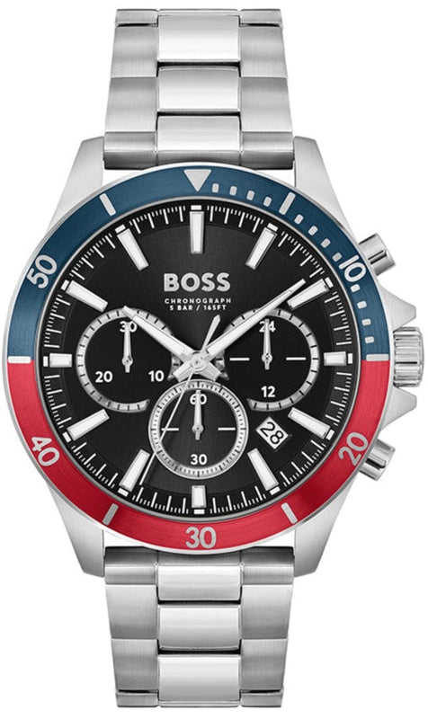 Hugo Boss Troper Chronograph Black Dial Silver Steel Strap Watch For Men - 1514108 Buy Now By Hugo Boss