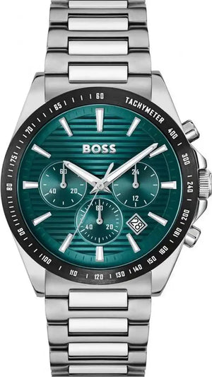 Hugo Boss Strike Chronograph Green Dial Silver Steel Strap Watch for Men - 1514241 Buy Now By Hugo Boss