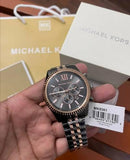 Michael Kors Lexington Chronograph Black Dial Two Tone Steel Strap Watch for Men - MK8561 Buy Now By Michael Kors