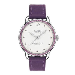 Coach Delancey White Dial Purple Leather Strap Watch for Women - 14502886 Buy Now By Coach