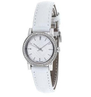 Burberry The City Diamonds Silver Dial White Leather Strap Watch for Women - BU9221 Buy Now By Burberry