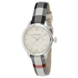 Burberry Classic Stone Silver Dial Horseberry Black Leather Strap Watch for Women - BU10103 Buy Now By Burberry